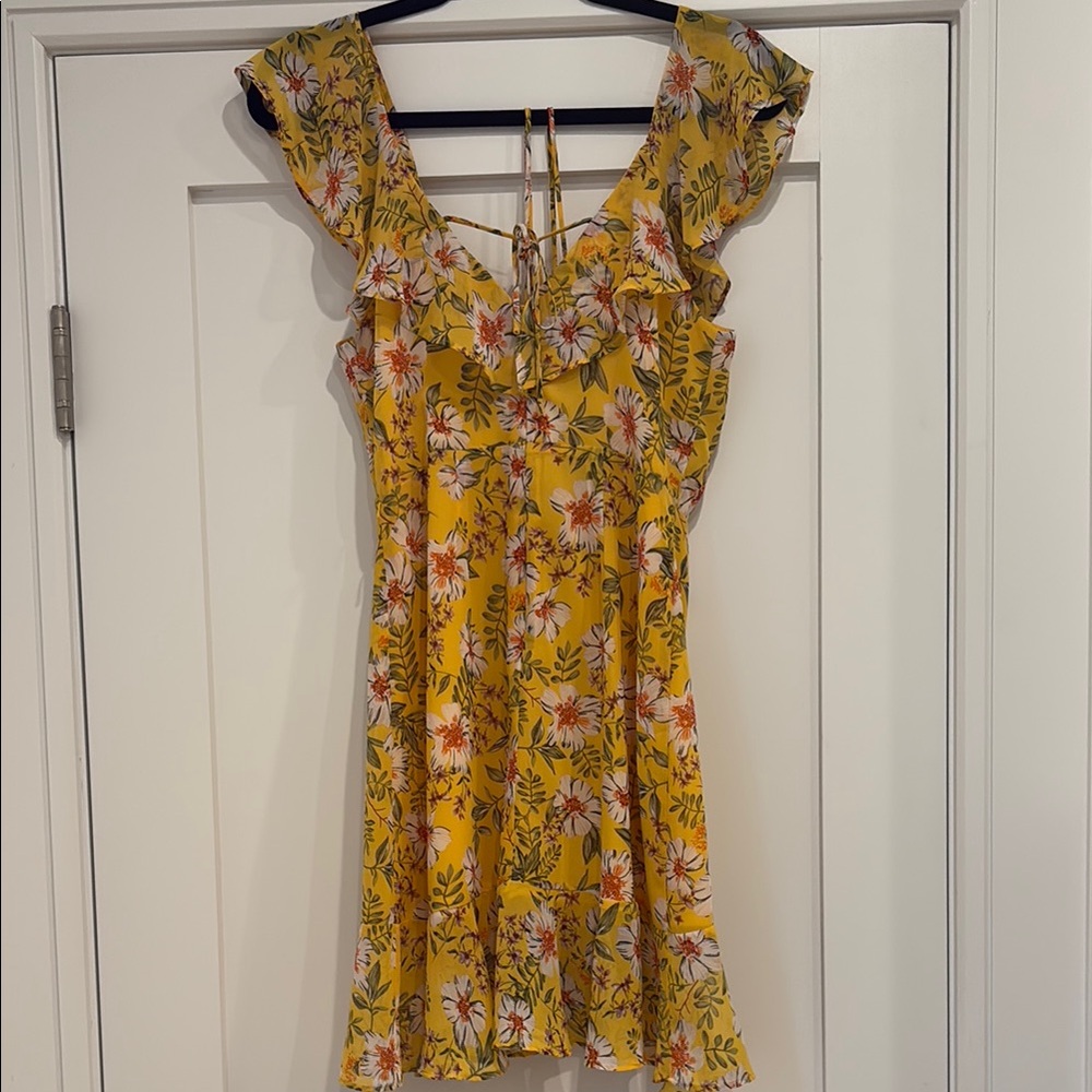 Pookie & Sebastian Floral Yellow Ruffle Dress - Picture 3 of 4